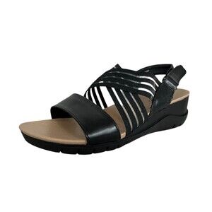 Bare Traps Women's Black Carlisa Comfort Wedge Sandal  Size 7.5 Wide Width  NWOB